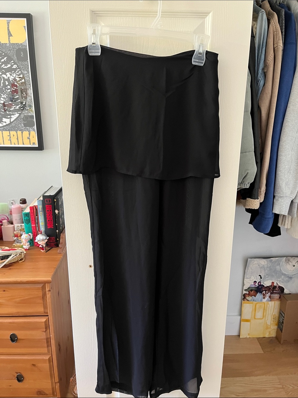 Sheer Black Pants with Overskirt